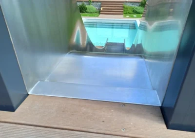 Tobogán acuático de acero inoxidable, surtidor de agua