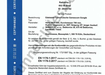 Certificado TÜV, montaña rusa de Google, Koelnmesse, Colonia, Alemania